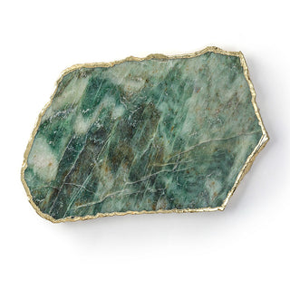 Green Aventurine Cheese Platter Board With Gold Trim