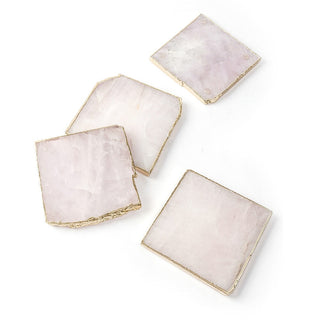 Rose Quartz Coasters With Gold Edges