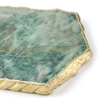 Green Aventurine Cheese Platter Board With Gold Trim