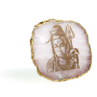 Agate Mahadev Electroplated Border With Stand