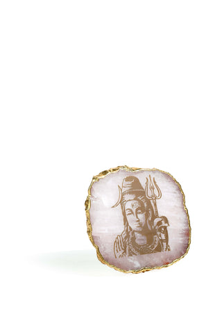 Agate Mahadev Electroplated Border With Stand