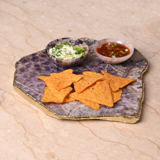 Amethyst Cheese Platter Board With Gold Trim