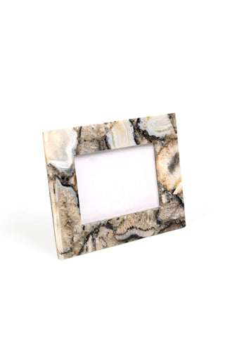 Black Agate Photo Frame - Natural Stone Elegance for Cherished Memories