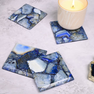 Blue Agate Coasters Set