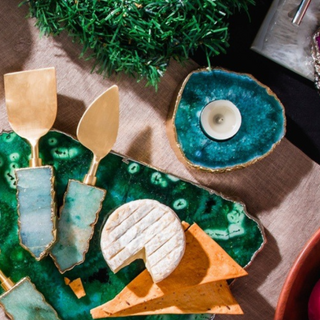 Green Aventurine Set Of Cheese Knives