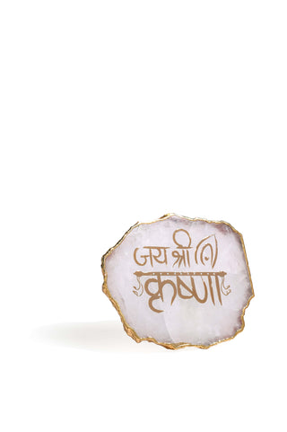 Agate Jai Shri Electroplated Border With Stand