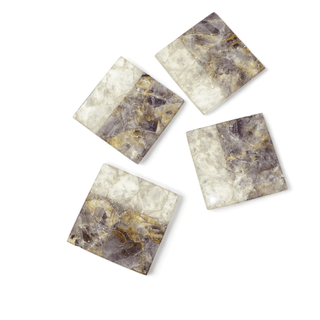 Amethyst_Rose Quartz Coaster Set- Polished Edges