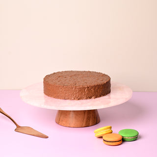 Rose Quartz Cake Stand With Wooden Base