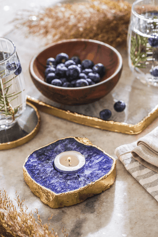 Blue Agate Tea Light Candle Holder