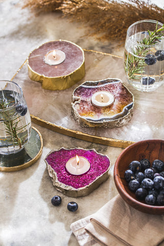 Rose Quartz Tea Light Candle Holder